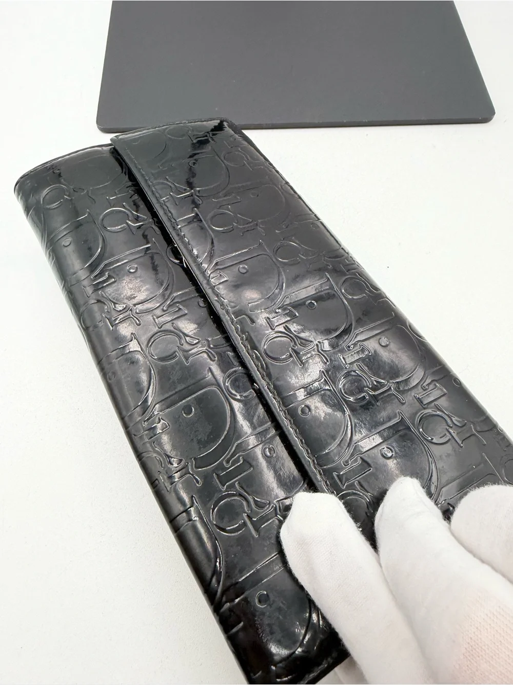 Dior Patent Leather Monogram Wallet